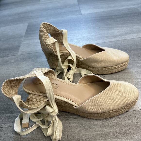 Antonio Melani Sandals Womens 10 M Platform Espadrille Beige Casual Wedge Heels - Picture 3 of 6